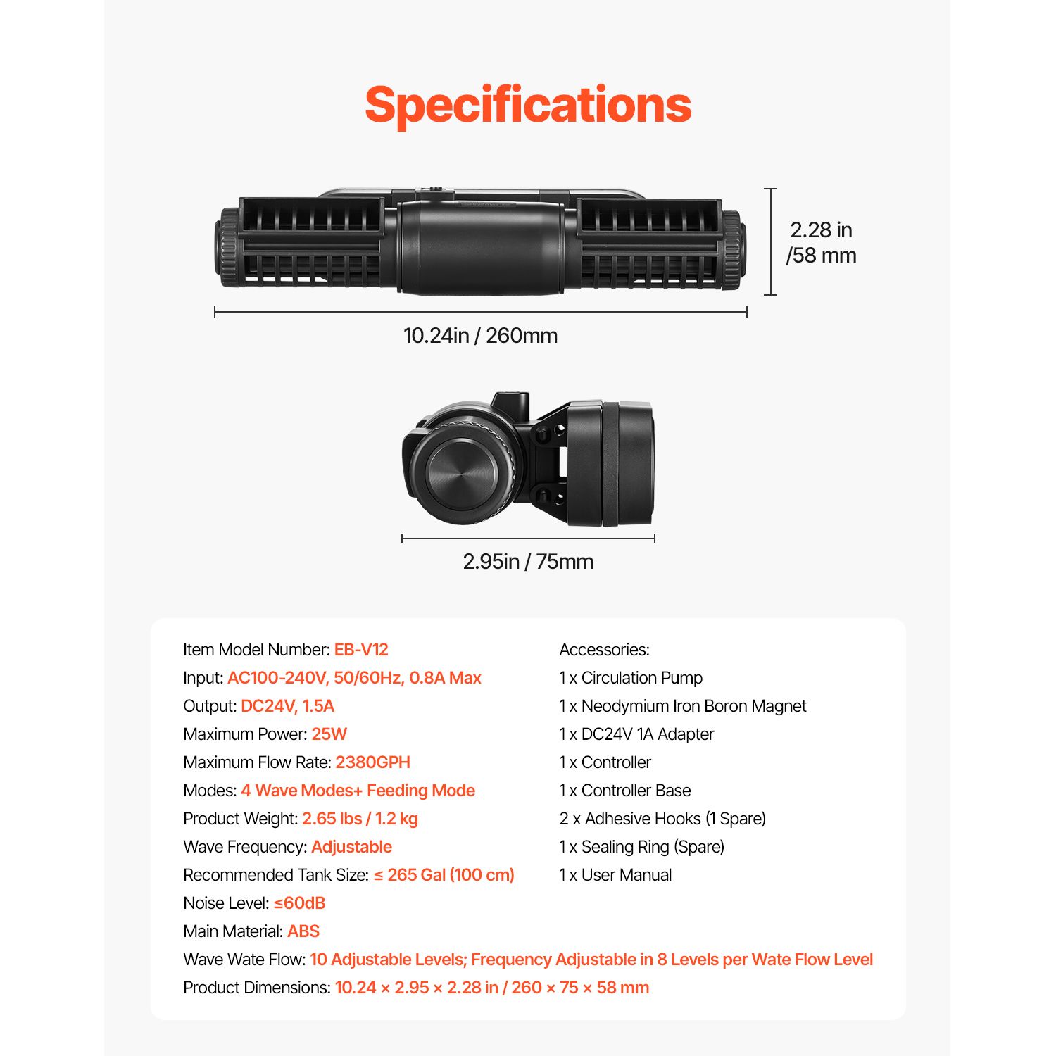 Aquarium Wave Maker, 25W, 2380 - đánh giá và giá Powerhead Wave Maker