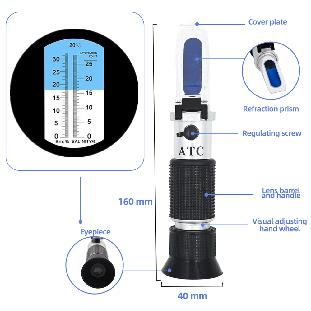 Brix Refractometer 2 in 1 Brix - đánh giá và giá Marine Aquarium Refractometer
