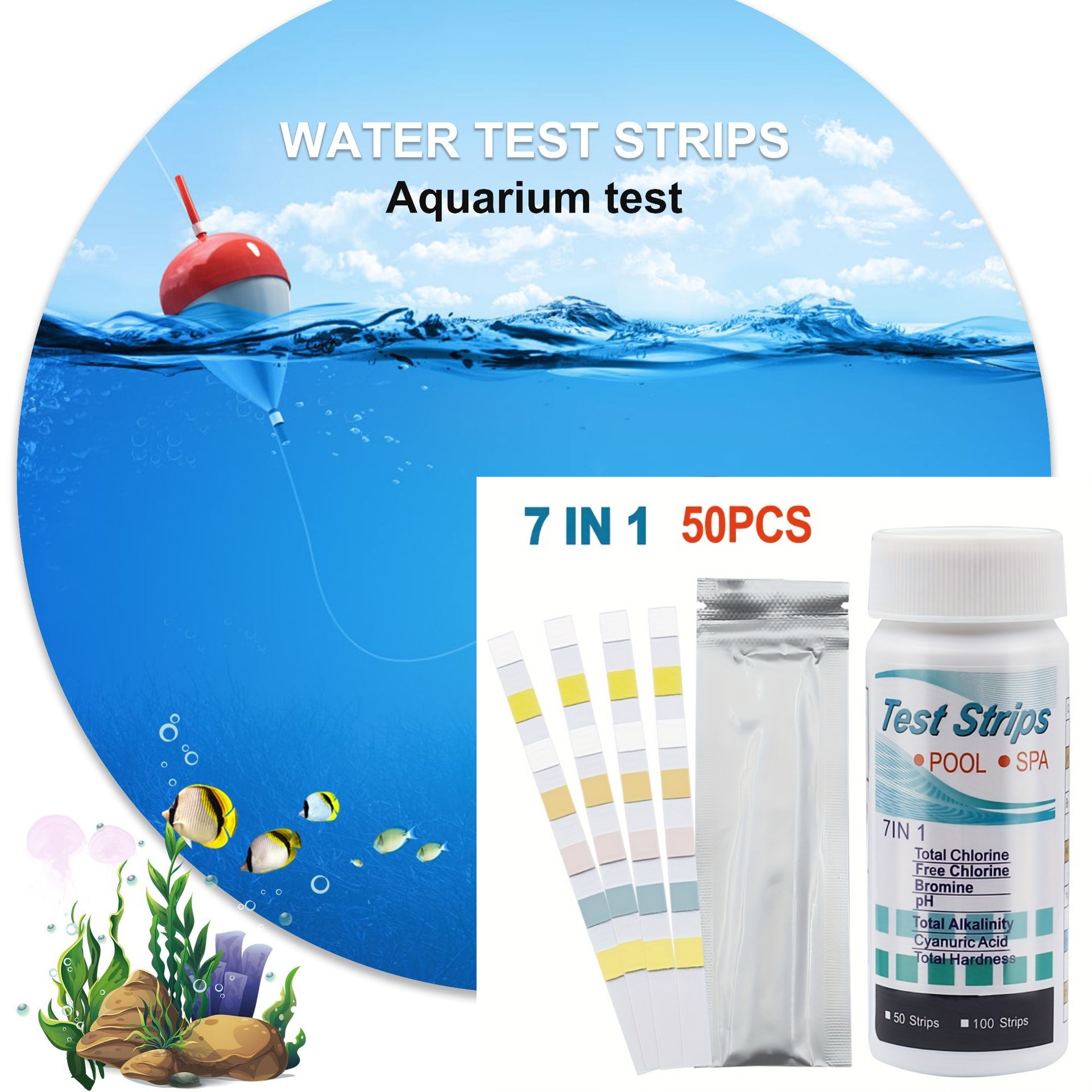 7-in-1 50/100pcs Swimming Pool - đánh giá và giá Marine Aquarium Water Testing