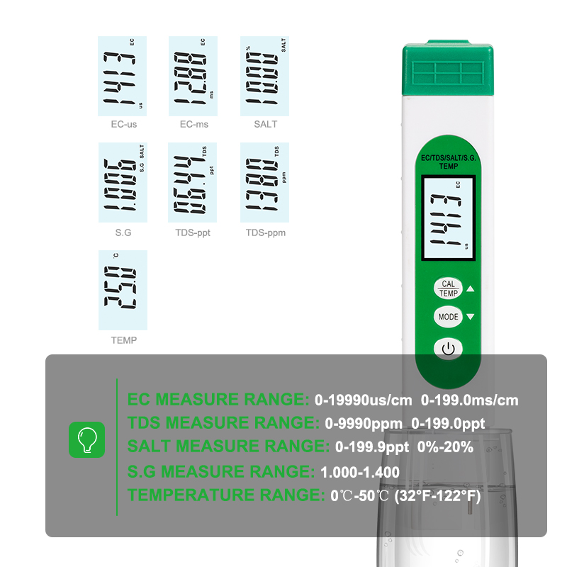 5 in 1 TDS EC SALT S.G TEMP Wa - đánh giá và giá Marine Aquarium Water Testing