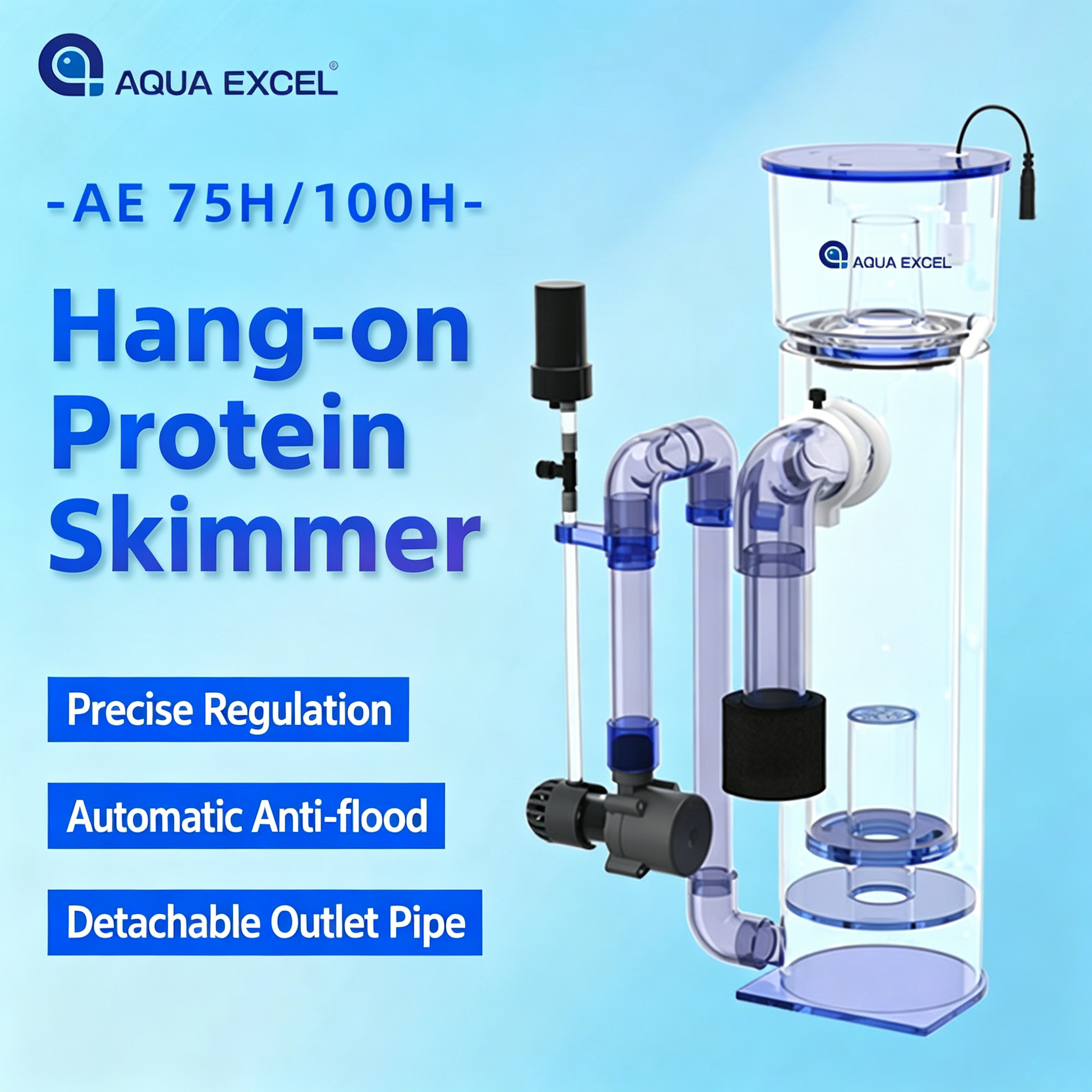 AQUA EXCEL AE-75H/100H Hang-on - đánh giá và giá Marine Aquarium Protein Skimmer